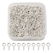 500Pcs Iron Screw Eye Pin Peg Bails, For Half Drilled Beads, Silver, 10x5x1.2mm, Hole: 2.8mm(FIND-YW0003-06S)