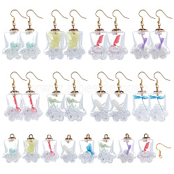 DIY Pet Theme Earring Making Kits, include Bear Paw Transparent Glass Pendants, Plastic CCB Cup Pearl Peg Bails, Brass Earring Hooks, Golden, Glass Pendants: 37~38x25x20.5mm, hole: 3.5mm, 16pcs/set(DIY-SC0012-26G)