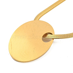 304 Stainless Steel Snake Chain Necklaces, Pendant Necklaces, Oval, 15.75 inch(40cm), Pendant: 40x28mm(NJEW-P311-02D-G)