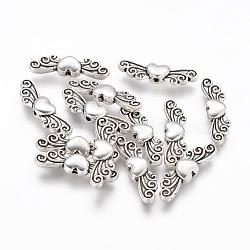 Tibetan Style Alloy Beads, Cadmium Free & Lead Free, Heart, Antique Silver, 24x7x4mm, Hole: 1mm(TIBEB-6533-AS-LF)