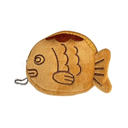 Plush Fish Zipper Wallets, Taiyaki Purse, Goldenrod, 9x12x1.5cm(PW-WG28570-01)
