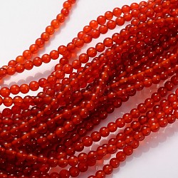 Gemstone Beads Strands, Natural Carnelian, Dyed, Round, 4mm, Hole: 0.8mm, about 94pcs/strand, 15~16 inch(X-GSR4mmC060)