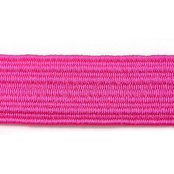 Flat Elastic Cord, with Fibre Outside and Rubber Inside, Fuchsia, 10mm(X-EC-WH0015-67)