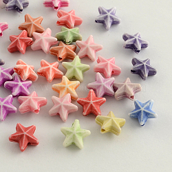 Craft Style Acrylic Beads, Starfish/Sea Stars, Mixed Color, 10x10x5mm, Hole: 2mm, about 2300pcs/500g(MACR-Q153-M028)