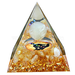 Orgonite Pyramid Resin Energy Generators, Reiki Natural Yellow Quartz Chips Inside for Home Office Desk Decoration, 60mm(PW-WG60468-01)