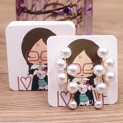 Square Paper Earring Display Cards, Jewelry Display Cards for Earring Storage, White, Girl Pattern, 5x5x0.05cm, Hole: 0.8mm(CDIS-C004-02D)