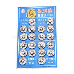 Iron Sewing Snap Button, Press Studs, Garment Buttons, Flat Round, Platinum, 15.5~16x5mm, Hole: 2.5x1.5mm, about 20sets/card, 6cards/box(SNAP-R028-16mm-02P-B)