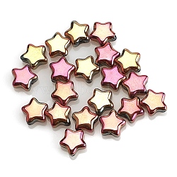Electroplate Transparent Glass Beads, Star, Half Plated, Old Rose, 10x10x5mm, Hole: 1mm(GLAA-WH0033-128B-01)