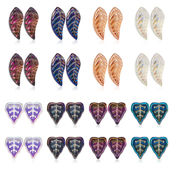 FASHEWELRY Electroplate Glass Beads, Leaf, Mixed Color, 200pcs/box