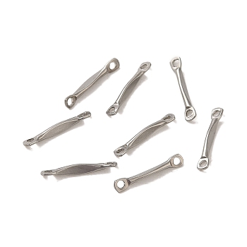 304 Stainless Steel Connector Charms, Flat Bar Links, Stainless Steel Color, 13x2.5x1mm, Hole: 1.2mm