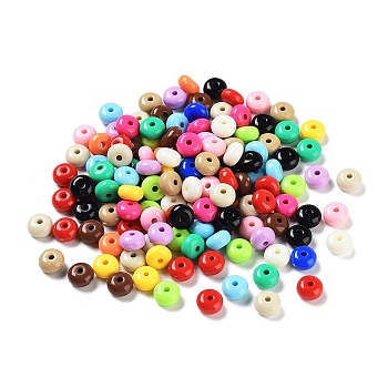 Opaque & Luminous Acrylic Beads, Rondelle, Mixed Color, 8x4.5mm, Hole: 1.8mm, about 2500pcs/500g