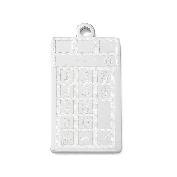 304 Stainless Steel Pendants, Calculator Charms, Polishing, Stainless Steel Color, 26x13.5x1.5mm, Hole: 1.9mm
