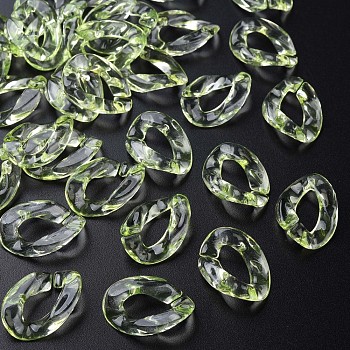Transparent Acrylic Linking Rings, Quick Link Connectors, for Cable Chains Making, Twisted Oval, Light Green, 23.5x16.5x4.5mm, Inner Diameter: 6.5x13mm, about 666pcs/500g