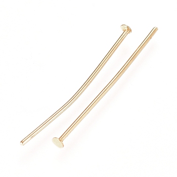 304 Stainless Steel Flat Head Pins, Real 18K Gold Plated, 25x0.5mm, Head: 1mm