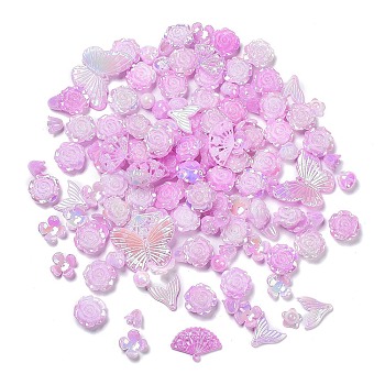 DIY Imitation Pearl Style Jewelry Making Finding Kit, Including Plastic Bead & Cabochon & Link & Pendants, Butterfly/Fan/Flower/Fishtail/Round Shapes, Violet, 6~40x10~40x2.5~12mm, Hole: 1.4~3.2mm, about 645pcs/500g
