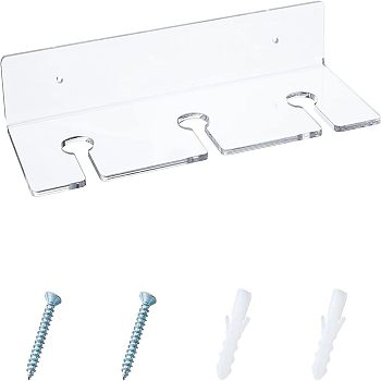 Acrylic Display Stands Set, with Iron Screws & Plastic Plugs, Wall-mounted, Clear, 11x28x4.85cm