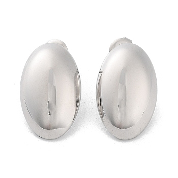 304 Stainless Steel Stud Earrings, Oval, Stainless Steel Color, 22x13.5mm