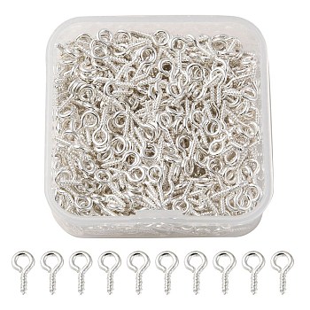 500Pcs Iron Screw Eye Pin Peg Bails, For Half Drilled Beads, Silver, 10x5x1.2mm, Hole: 2.8mm
