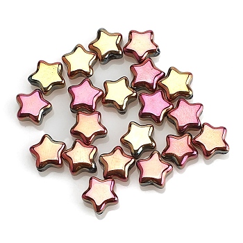Electroplate Transparent Glass Beads, Star, Half Plated, Old Rose, 10x10x5mm, Hole: 1mm