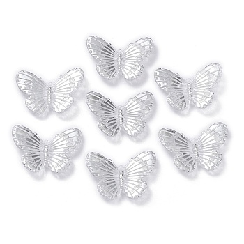 Transparent Acrylic Pendants, Butterfly, Silver, 30x40x3mm, Hole: 1.6x1.5mm, about 250pcs/500g