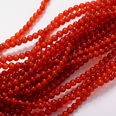 4mm Orange Round Carnelian Beads