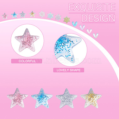 Cheriswelry 240Pcs 3 Style 3D Star & Heart & Flower/Windmill with Glitter Powder Resin Cabochons(MRMJ-CW0001-01)-4