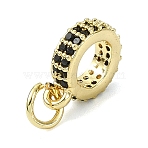 Brass Micro Pave Cubic Zirconia Pendants, Flat Round Charms, Long-Lasting Plated, Rack Plating, Lead Free & Cadmium Free, Real 18K Gold Plated, 11.5x9.5x3mm, Hole: 3.5mm(KK-H270-05G)