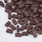 FGB 2-Hole Glass Seed Beads, Opaque Colours, Rectangle, Coconut Brown, 4.5~5.5x2x2~2.5mm, Hole: 0.5~0.8mm, about 250pcs/10g(X-SEED-S031-M-046)