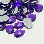 Imitation Taiwan Acrylic Rhinestone Cabochons, Faceted, Flat Back Oval, Blue Violet, 25x18x6mm, about 200pcs/bag(GACR-A008-18x25mm-04)
