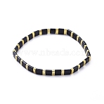 Rectangle Glass Seed Beads Stretch Bracelets, Mixed Style, Black, Inner Diameter: 2-1/8 inch(5.5cm)(BJEW-JB05297-01)