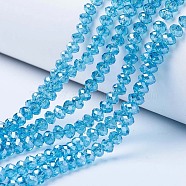 Electroplate Glass Beads Strands, Pearl Luster Plated, Faceted, Rondelle, Deep Sky Blue, 2.5x2mm, Hole: 0.4mm, about 170pcs/strand, 11.8 inch(30cm)(EGLA-A034-T1mm-A13)