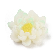 Two Tone Opaque Resin Decoden Cabochons, 3D Lotus Flower, White, 36x37x15mm(RESI-K042-01F)