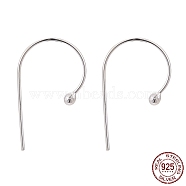 925 Sterling Silver Earring Hooks, with 925 Stamp, Silver, 22x13.5mm, 20 Gauge, Pin: 0.8mm(STER-T002-167S)