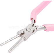 45 Carbon Steel Round Nose Pliers, Ferronickel with Word 'BENECREAT TOOLS', Pink, 13x9x0.95cm(PT-BC0001-59)