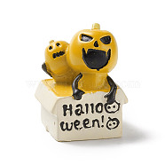 Halloween Theme Mini Resin Home Display Decorations, Pumpkin Character with Box, Gold, 28x23x37mm(DJEW-B005-01)