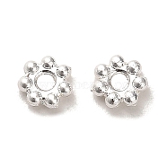 Long-Lasting Plated Alloy Beads, Flower 8 Petals, Silver, 5x1.8mm, Hole: 1.2mm(PALLOY-A006-23S)