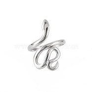 304 Stainless Steel Snake Wide Open Cuff Ring for Women, Stainless Steel Color, US Size 7 1/2(17.7mm)(RJEW-S405-226P)