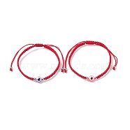 Resin Evil Eye Braided Bead Bracelet, Red Adjustable Bracelet for Women, Mixed Color, Inner Diameter: 2~3-1/2 inch(5.2~8.75cm)(BJEW-JB08425-01)