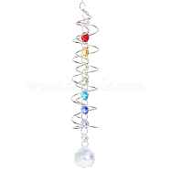 Glass Round Suncatchers Hanging Ornaments, with Alloy Findings, Colorful, 460mm(HJEW-WH20012-01)