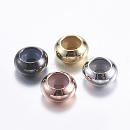 Brass Beads, with Rubber Inside, Slider Beads, Stopper Beads, Rondelle, Mixed Color, 10x4mm, Hole: 2mm(KK-K197-D-15)