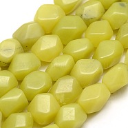 Natural Lemon Jade Polygon Beads Strands, 10x7.5~9mm, Hole: 1mm, 37pcs/strand, 15.3 inch(G-P063-85)