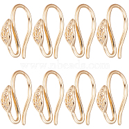 30Pcs Brass Earring Hooks, Ear Wire, Leaf, Nickel Free, Real 18K Gold Plated, 12x9x3mm, 9 Gauge(KK-BBC0011-93)