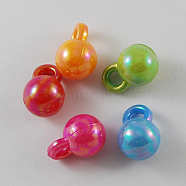 Opaque Acrylic Pendants, AB Color, Mixed Color, Round, Mixed Color, 15x10x10mm, Hole: 3mm, about 760pcs/500g(SACR-R697-M18)