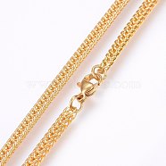304 Stainless Steel Wheat Chain Necklaces, with Lobster Claw Clasps, Golden, 20 inch(51cm), 3x3mm(MAK-L015-24D)