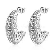 304 Stainless Steel Stud Earrings, Crescent Moon, Stainless Steel Color, 23x8mm(OQ6832-01)