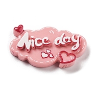 Opaque Resin & Plastic Cabochons, Heart with Word Nice day, Light Coral, 18x32.5x5.5mm(RESI-K029-02A)