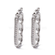 Brass Micro Pave Clear Cubic Zirconia Twister Clasps, Platinum, 27.5x10x3.5mm, Inner Diameter: 22x3.8mm(KK-K360-27B-P)