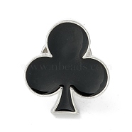 Playing Card Enamel Pin, Poker Alloy Brooch for Backpack Clothes, Platinum, Club, 20x18x10mm(JEWB-I017-01A-P)