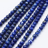 Natural Lapis Lazuli Beads Strands, Round, 4mm, Hole: 0.5mm, about 96~100pcs/strand, 15.5 inch(39cm)(G-F561-4mm-G)