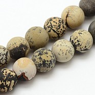 Natural Dendritic Jasper Frosted Round Beads Strands, Chohua Jasper, 6mm, Hole: 1mm, about 65pcs/strand, 15.0 inch(G-O039-01-6mm)
